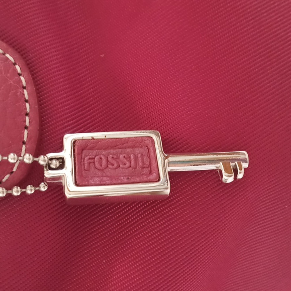 Fossil Vintage Dual Handle Red Nylon & Leather To… - image 3